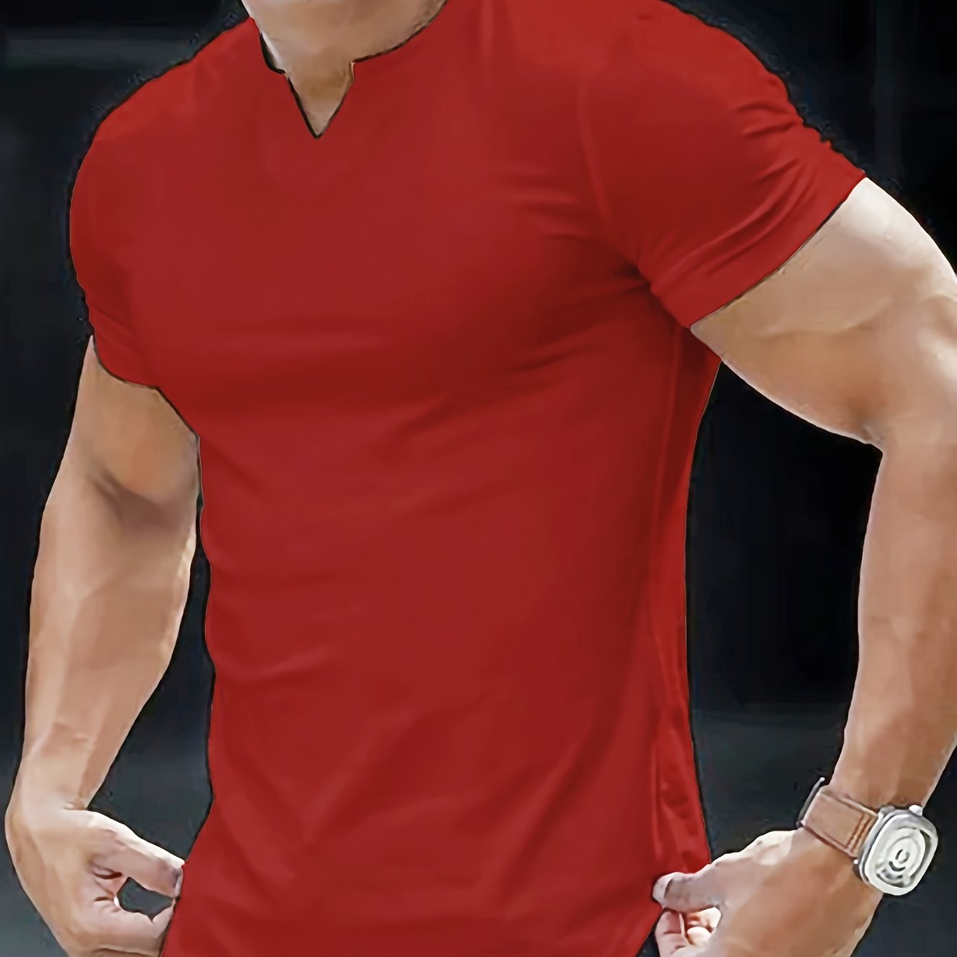Summer-Ready Stylish Men’s V-Neck T-shirt - Comfortable, Breathable Fabric, Easy-Care & Durable