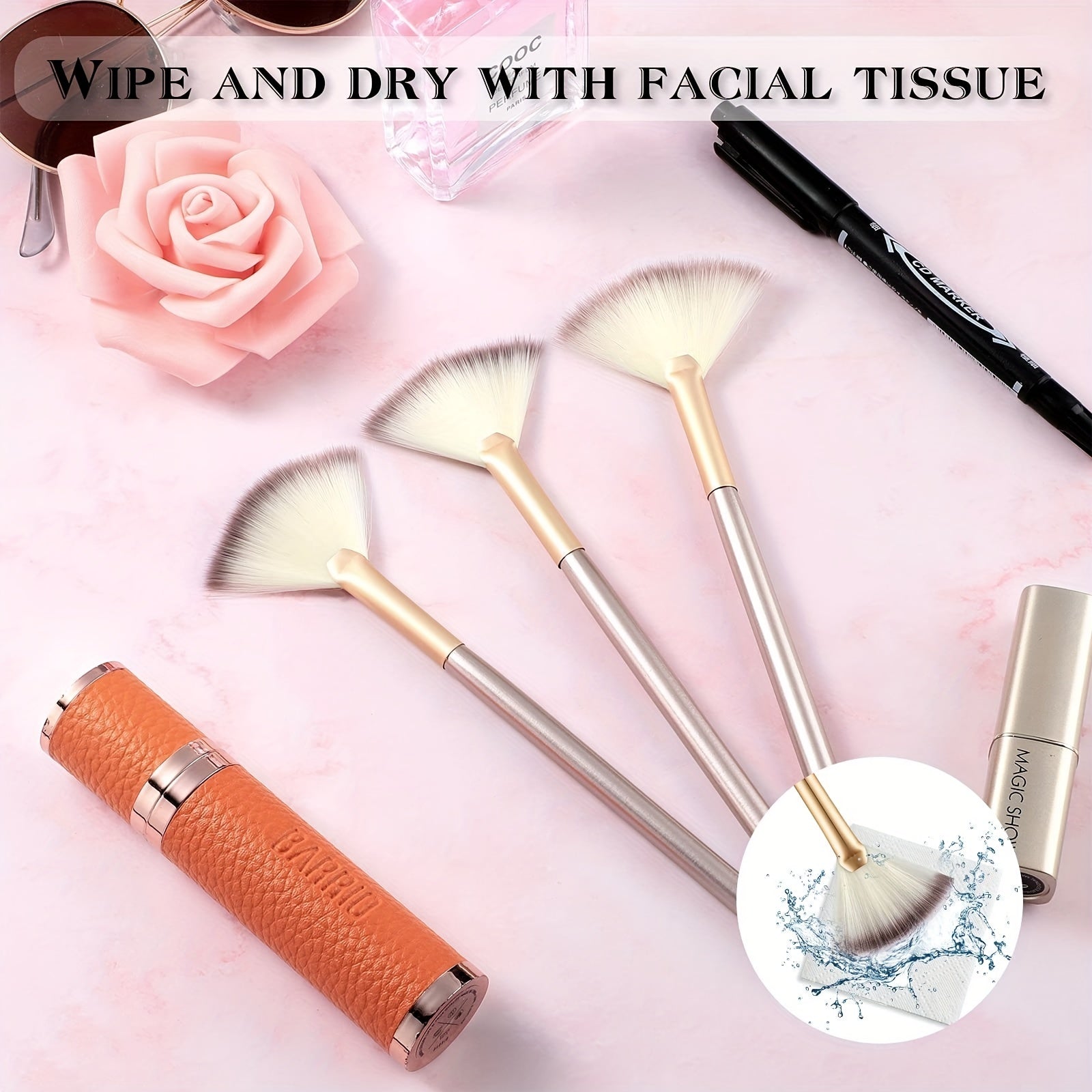 1/3/5/9pcs Deluxe Facial Brush Set - Soft, Gentle, and Versatile Applicator Brushes for Peel, Glycolic Mask, Makeup, Mud, and Cream - Champagne Color, High-Quality Tools for Flawless Skin