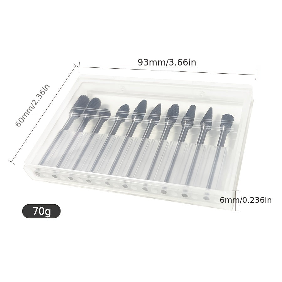 10pcs Tungsten Carbide Burr Set, Double Cut Alloy Steel Grinding Heads, Compatible with Dremel Rotary Tools, for Wood, Metal, Stone, Gemstone - Handheld & Welding Use, Assembly Required, Grinding Bits for Steel