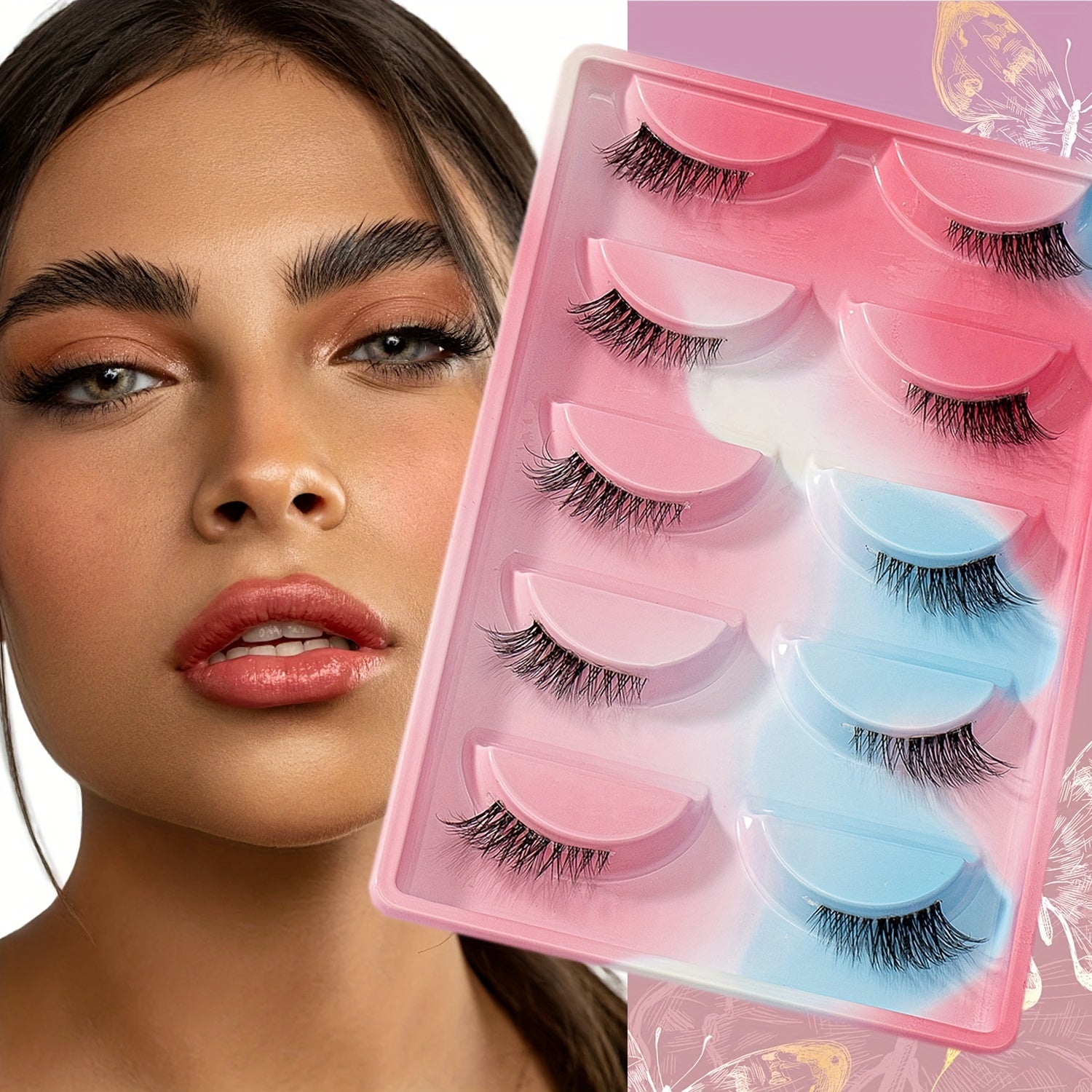 5 Pairs of Dramatic Natural Look Curly Half Lashes - False Lashes for Enhanced Volume, Definition, and Glamourous Eyes for Dating, Parties, and Stage Makeup, Easy to Apply and Reusable