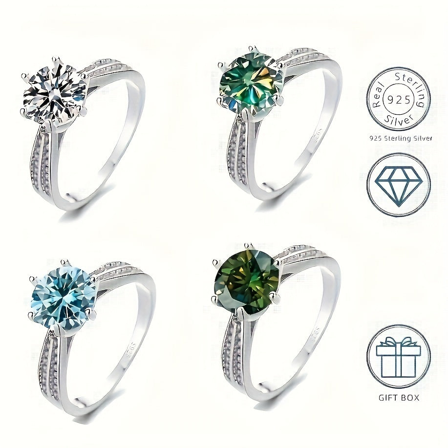 Original Tancise 925 Pure Silvery Ring with Moissanite Diamond and Certificate, Exquisite Jewelry for Women's Engagement Ring