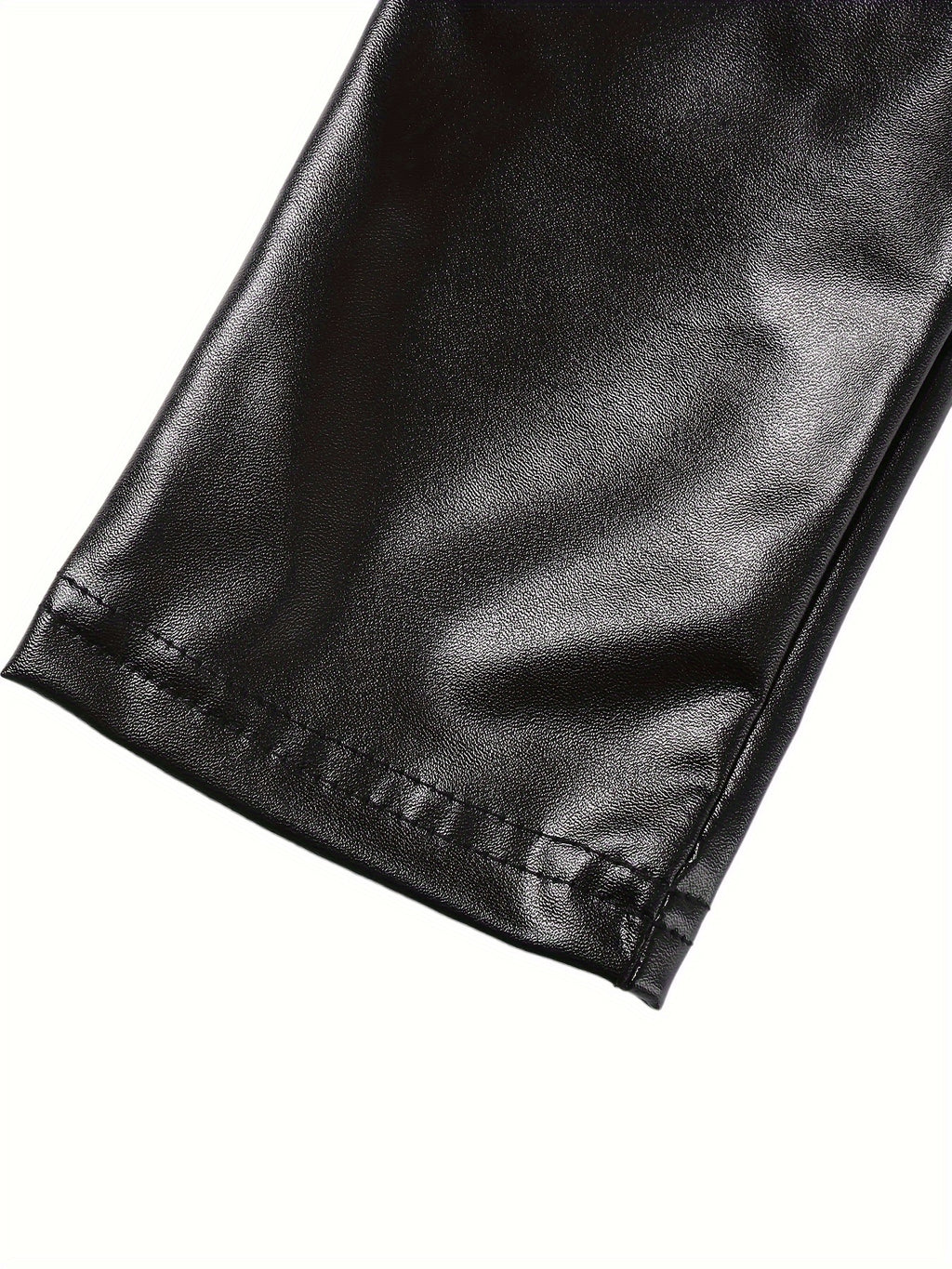 Solid Skinny PU Jumpsuit, Sexy V-neck Sleeveless Jumpsuit, Women's Clothing