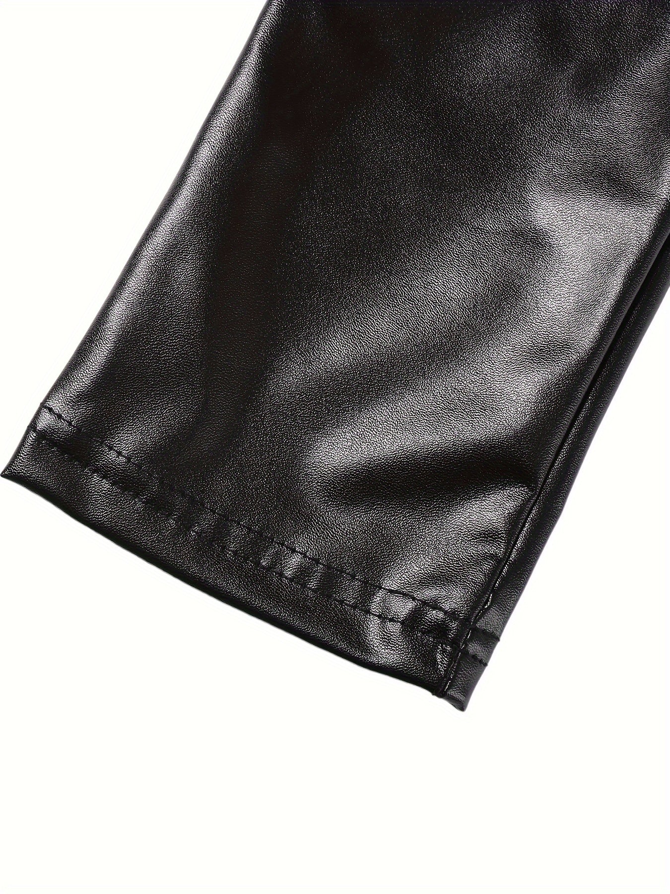 Solid Skinny PU Jumpsuit, Sexy V-neck Sleeveless Jumpsuit, Women's Clothing