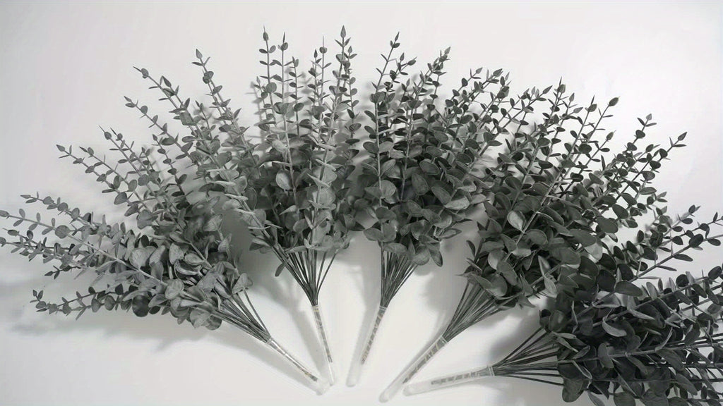 18pcs Artificial Eucalyptus Stems - Realistic Green Faux Greenery with Lifelike Leaves, 15 Inch Durable Plastic Stems for Wedding Bouquet, Home Decor, Party Centerpieces - No Maintenance, No Electricity Needed, Eucalyptus Dec