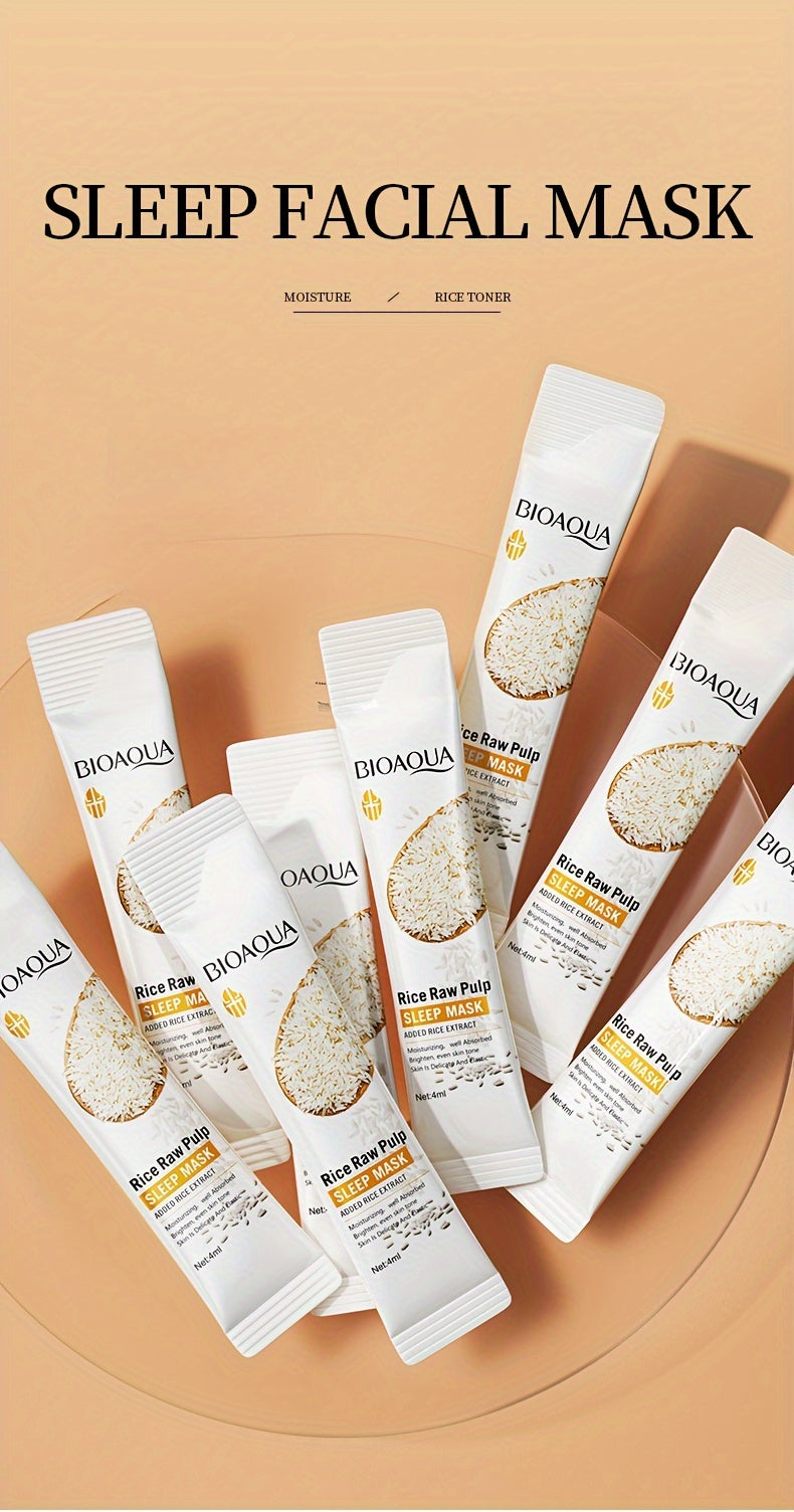 Rice Sleeping Mask for Hydration And Moisture, Firms And Nourishes Facial Skin, No Rinse Needed, Easy to Apply, Suitable for Women'S Skincare, Freeze Mask, Travel-Friendly Packaging.