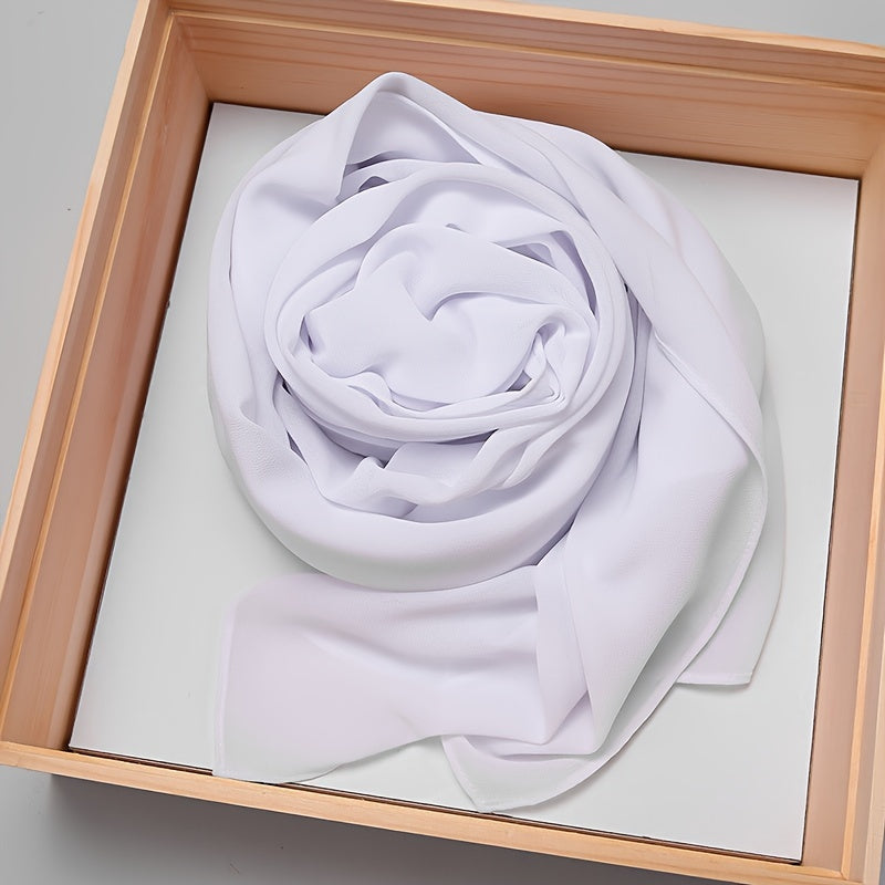 Solid Color Chiffon Scarf Women's Instant Hijab Long Shawl Scarf Lightweight Hair Sleeping Wrap