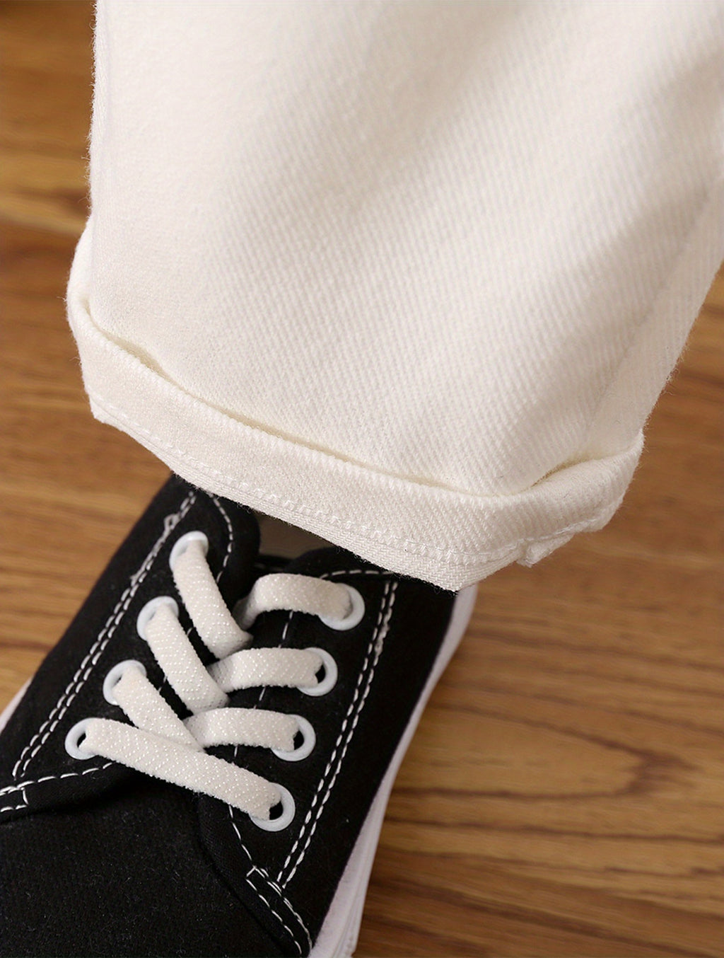 Girls Ripped Tapered Jeans, Cartoon Pattern Elastic Waistband Denim Jeans Kids Clothes