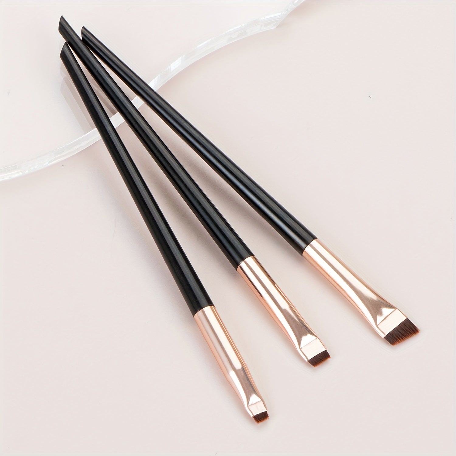 3Pcs Ultra-Thin Eyebrow Brush Set - Angled Precision Eyeliner Makeup Brushes, Synthetic Bristles Slanted Eye Brow Tinting Kit