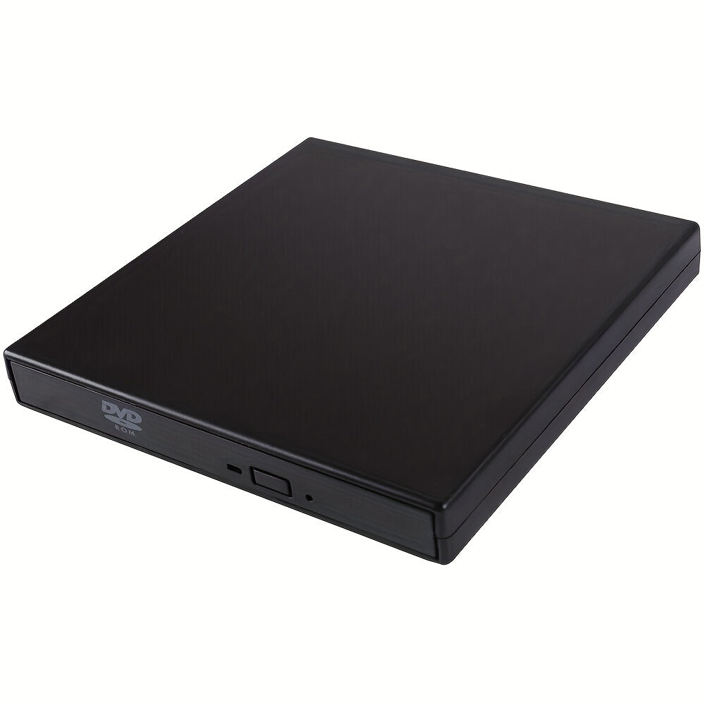 Compact USB 2.0 External DVD-RW Drive | Plug & Play, No Drivers Needed | Slim Portable CD/DVD Burner & Reader for Laptops, Desktops, Tablets, Smartphones | Data Backup, Movie Playback, Gaming | Black with Power Cable, Data Ba