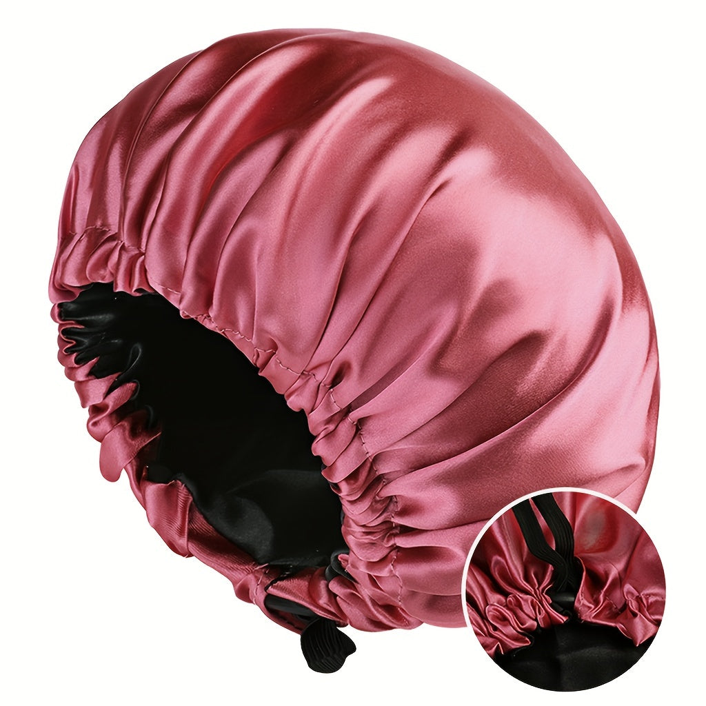 Satin Bonnet For Sleeping Adjustable Bonnet For Curly Hair Bonnets Double Layer Large Satin Lined Sleep Cap For Women