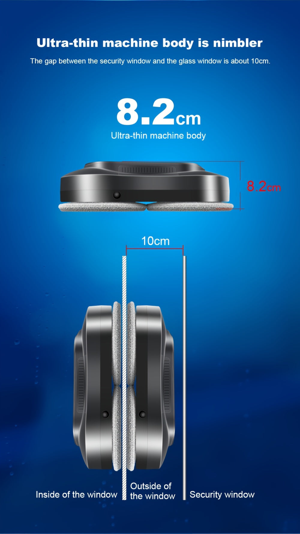 Robot Window Cleaner Liectroux YW810, 2-Way Water Spray, Ultra-thin, Robot Vacuum Cleaner For Windows, Home Electric Glass Washer & Wiper, Dry & Wet Mopping, AI Route, Brushless Motor, APP & Remote Control, Quadruple Security