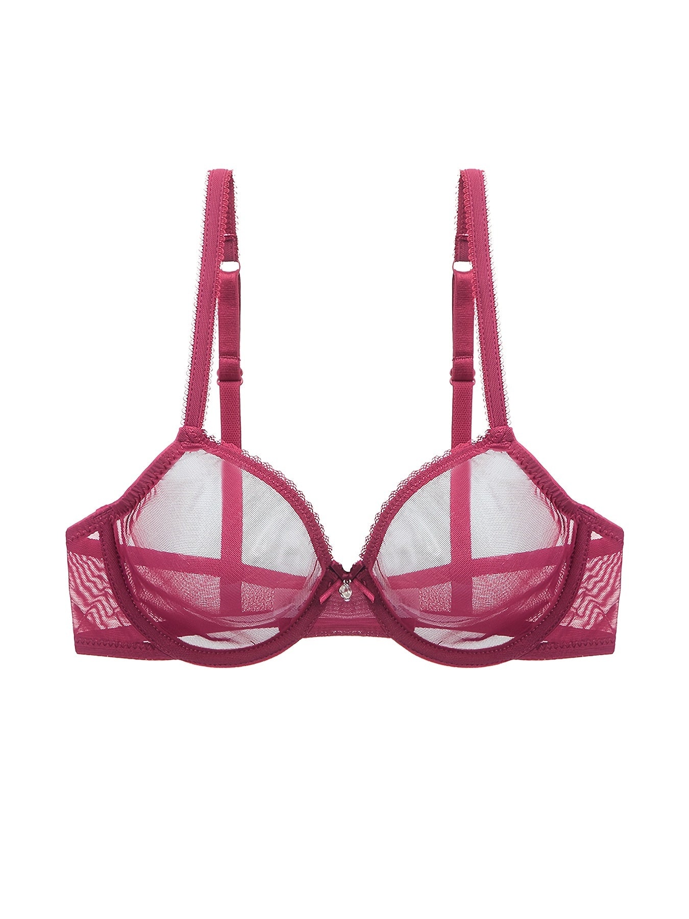 Transparent Mesh Thin Unlined Bra, Breathable Sheer No Pad Knitted Fabric Everyday Intimates Bra, Women's Lingerie & Underwear