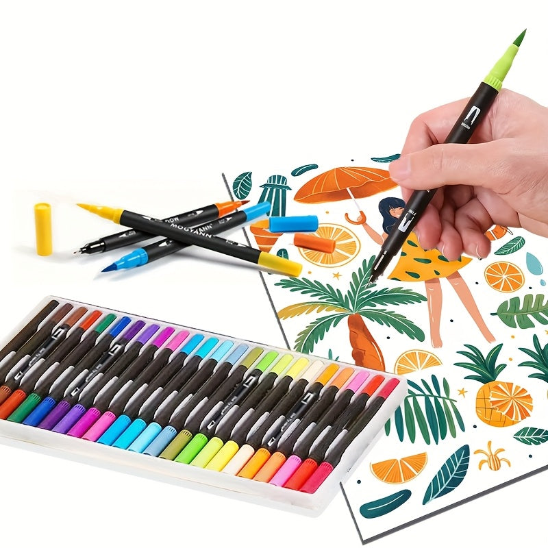 Double-headed Marker Pens, Painting Watercolor Pens, Art Special Hook Line Pen Set, Graffiti Stroke Hook Line Pens Christmas Halloween Gifts Easter Gift -winter, new year