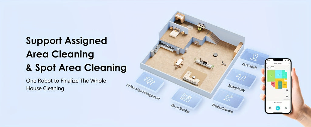 Lubluelu L15 Robot Vacuum And Mop Combo 5000Pa, Auto-Charging, 5 Maps, 30 No-go Zones, WiFi/App, 3 In 1 Robot Vacuum Cleaner For Pet Hair Carpet Hard Floor