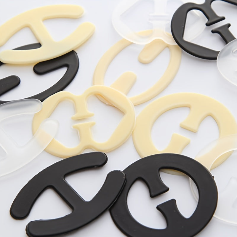4pcs Invisible Bra Strap Clips - Flower-Shaped, Non-Slip Concealers in Beige, Black, White, Gray - Secure Cross-Back Shoulder Fasteners for Women's Lingerie, Lingerie Accessories | Decorative Bra Clips | Nylon Strap Clips