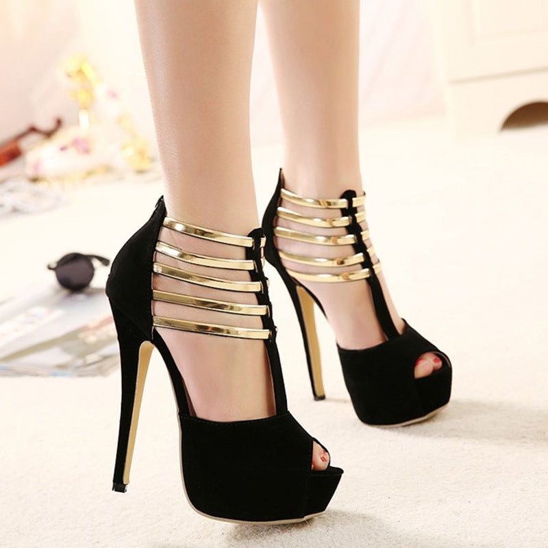 Women's Stiletto High Heels, Ankle T-strap Platform Peep Toe Pumps, Party & Dress Heels