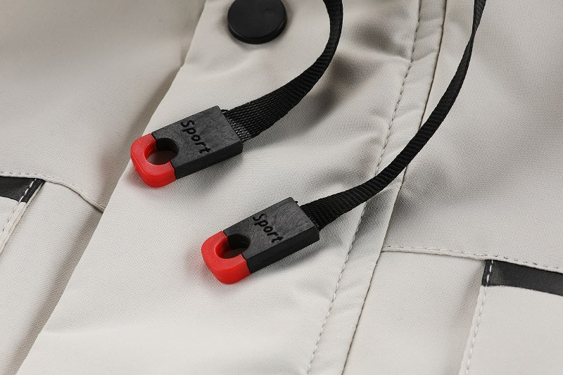 Men'S Winter Windbreaker Jacket with Lamb Fur Collar, Polyester 100% Windproof Zippered Sports Jacket, Alphabet Pattern, Regular Sleeve, Casual Outdoor Wear, H Fit, 150g/m² Fabric Weight