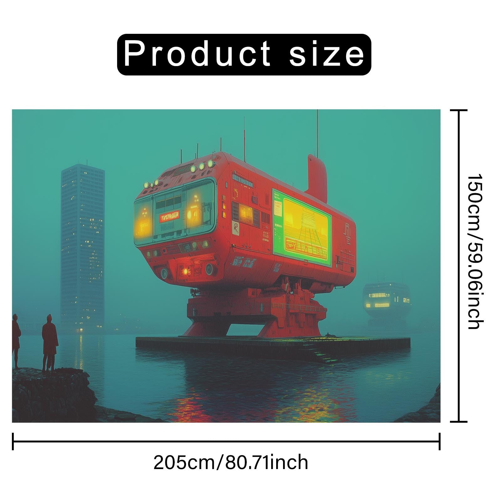 1pc Futuristic Red Robot Cityscape Backdrop - Vibrant Polyester Photo Wall Decoration for Living Room, Bedroom, Office & Party Decor | Easy to Use Indoor/Outdoor | Cyberpunk Theme with Neon Lights & Urban Skyline, Bedroom Bac