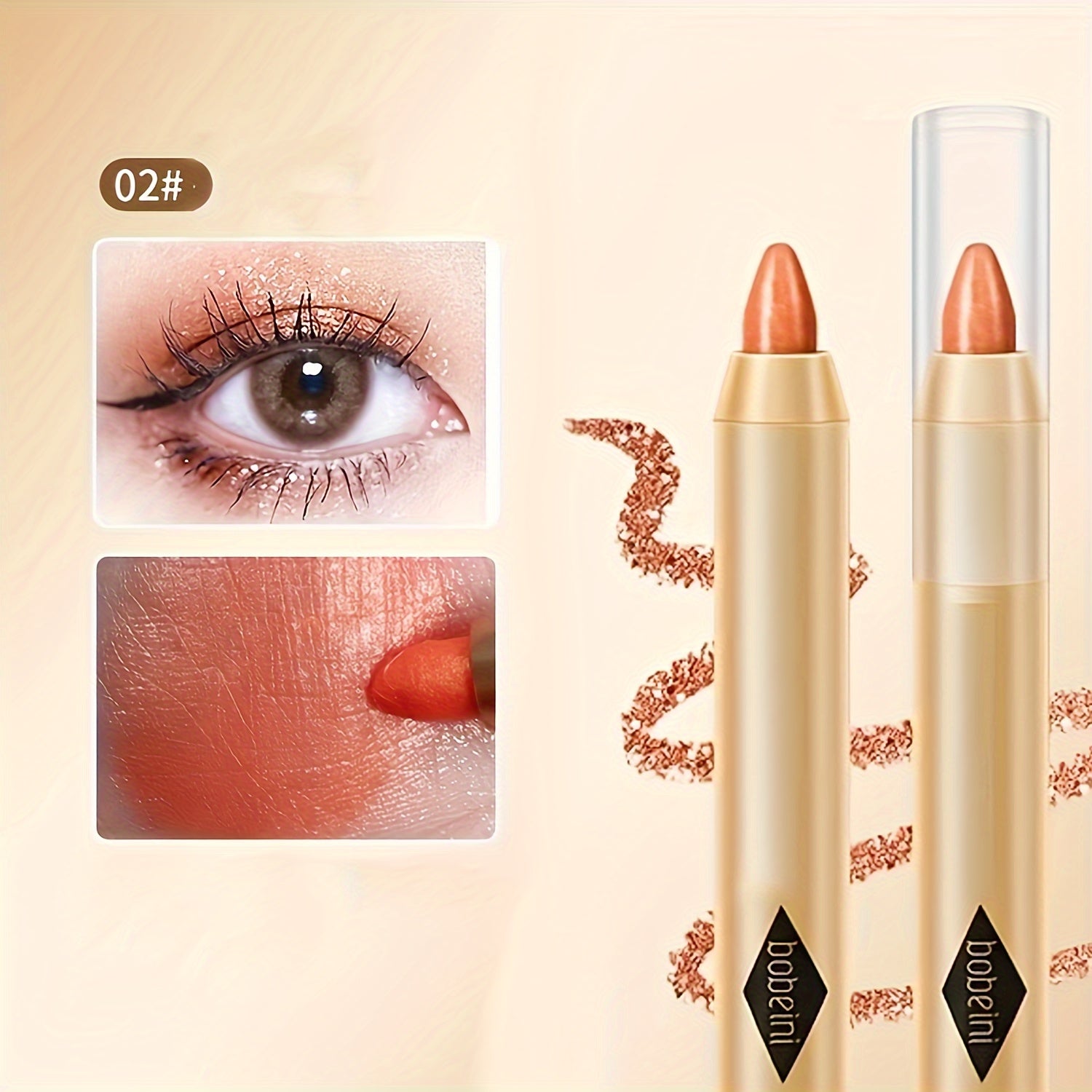 Double-Headed Shimmer Eyeshadow Stick - Glitter Highlighter, Contouring, Brightening, Lazy Makeup - Plant Squalane Formula, Moisturizing, Long-Lasting, Easy to Use