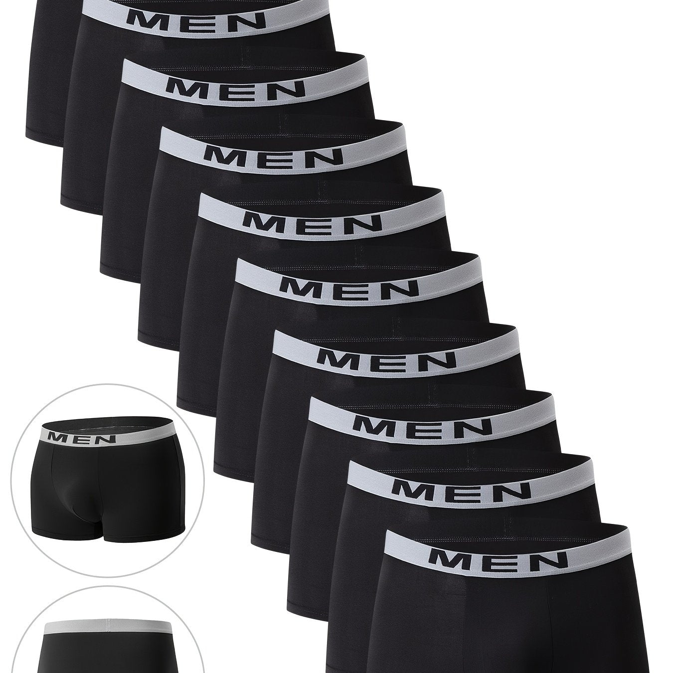 10-Pack Men'S Boxer Briefs - Breathable, Comfortable, Stretchy Underwear with "NINJA" Graphic, Solid, Perfect for Casual Attire, Gym, or Everyday Wear