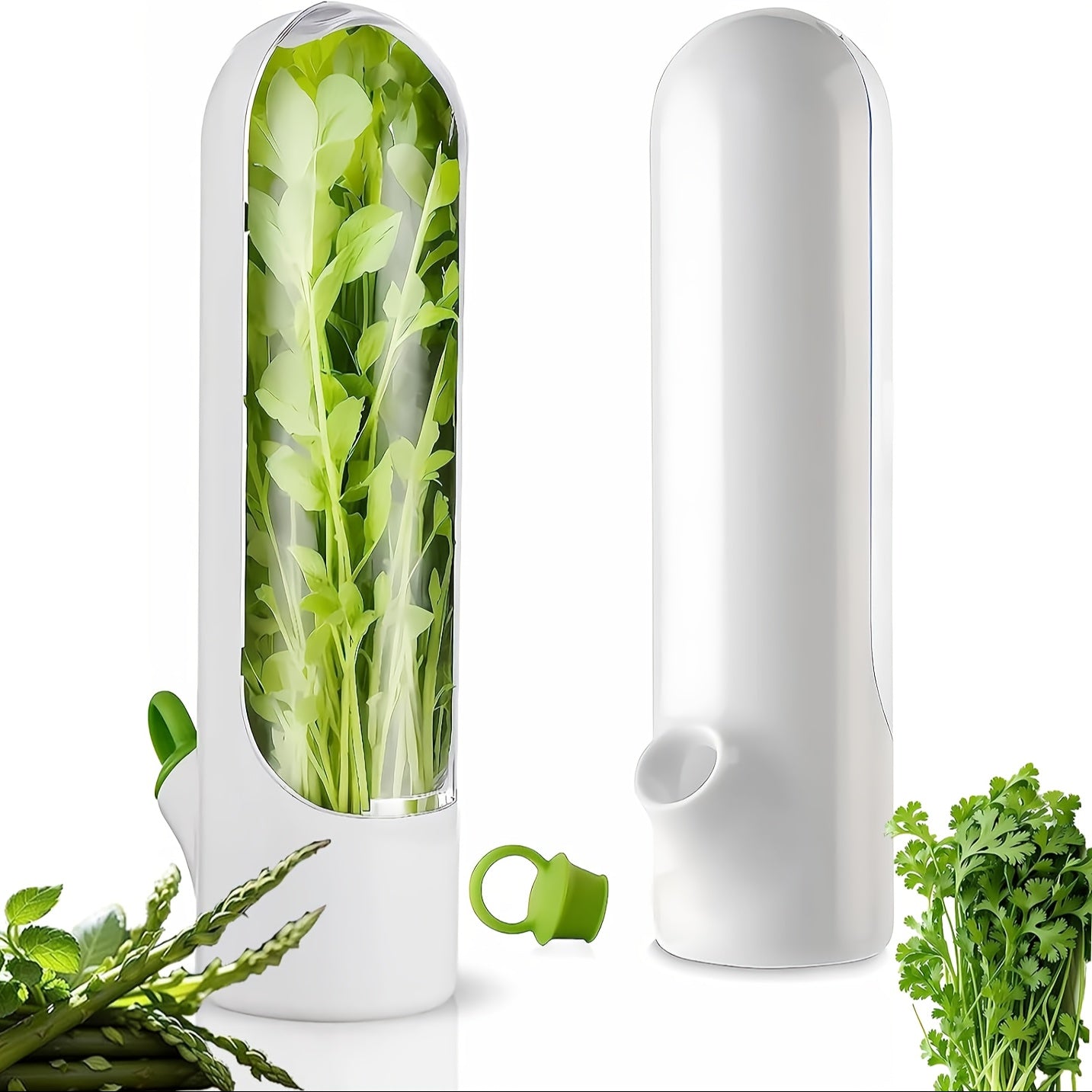 1/2pcs Vegetables Preservation Pod Herb Preservation Vegetables Fresh Coriander Container Suitable For Refrigerator, Keep Bottle Herb Preservation, For Mint Refrigerator Storage, Keep Green And Fresh For 2-3 Weeks Refrigerato