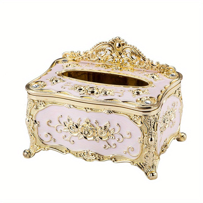 1pc Rose Crown Embossed Tissue Box - Luxurious Elegant Design Tissue Holders, Paper Holder, Napkin Holder - For Home, Living Room, KTV, Hotel, Bar, Club, Toilet, Bath - Perfect Gift for Housewarming & Wedding