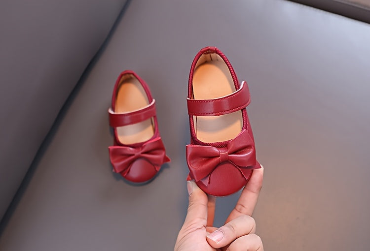 Girls Shoes Mary Jane Flats Soft Sole Non-slip Bow Decor Princess Shoes
