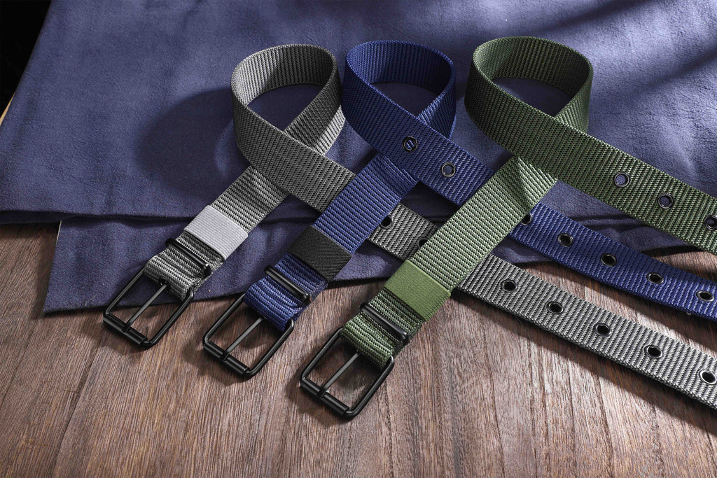 Men's perforated canvas belt with needle buckle, student youth Korean version, versatile denim belt, extended Women's trendy