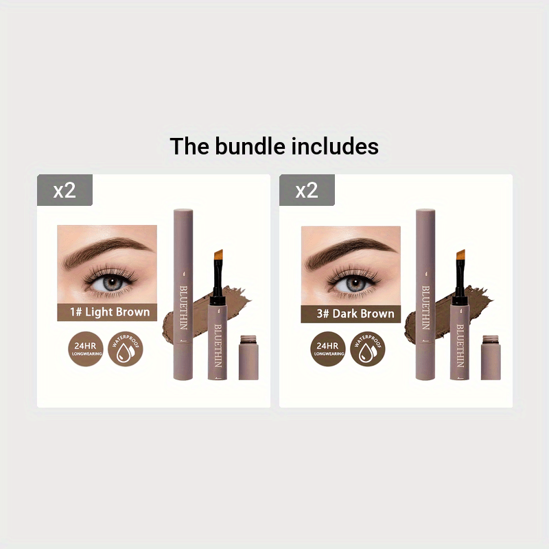 Waterproof and Sweat Proof Double-ended Eyebrow Cream - Smudge Proof Long Lasting Makeup Without Separation - Eyebrow Pencil With Matching Brush Eyebrow Pomade