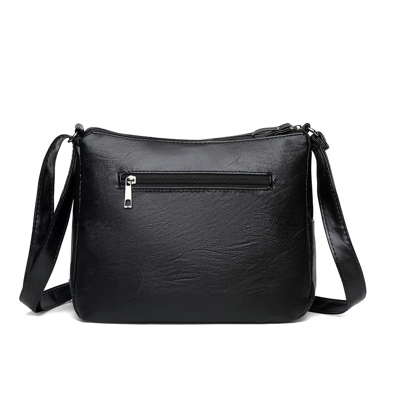 Flower Pattern Crossbody Bag, Fashion Zipper Shoulder Bag, Casual Purse For Women