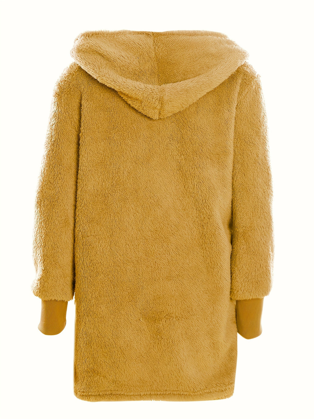 Warm Fuzzy Pajama Set, Long Sleeve Hooded Robe & Tank Top & Drawstring Shorts, Women's Sleepwear & Loungewear