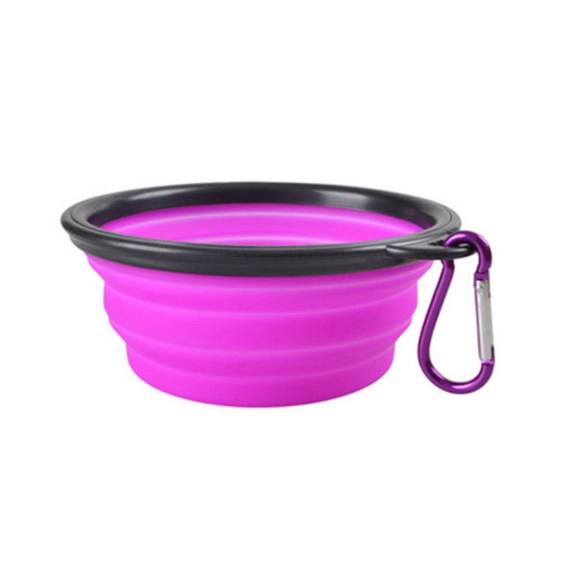 Portable Foldable Pet Bowl with Black Frame, 350ml TPR Dog Food Dish for Outdoors