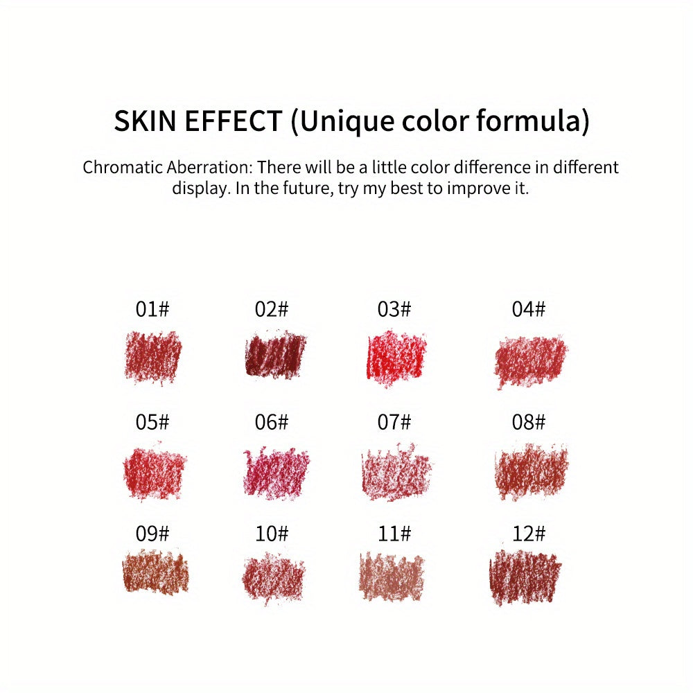 12 Color Matte Lipstick Pen Lip Liner Set, Nude Matte Plumping Lip Liner Pen, Long Lasting Makeup Holding Lipstick Pen, Ideal Gift For Mother's Day Makeup Set