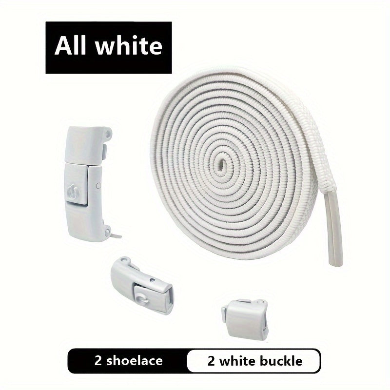 1Pair Elastic No-Tie Shoelaces, Lazy Metal Lock Laces For Women & Men