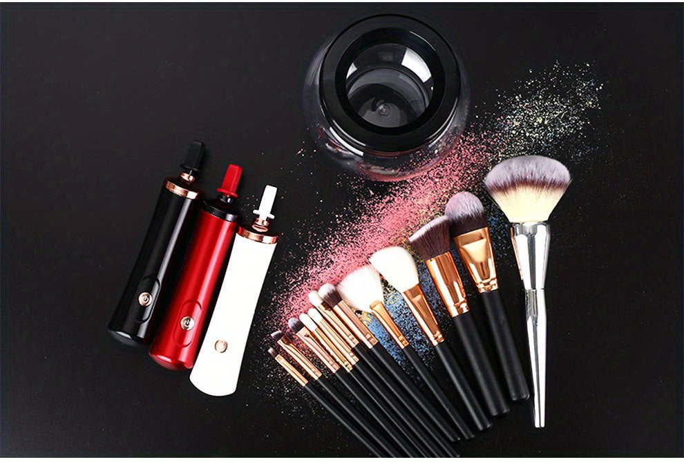 QuickClean Battery-Operated Makeup Brush Cleaner - Efficient Residue Removal, Adjustable Speeds, With Drying Function, Perfect for Home and Travel Use