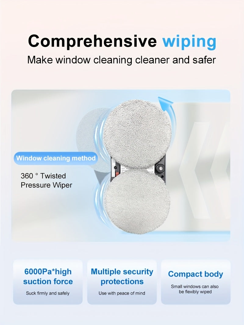 [Fully Automatic Window Cleaning] Remote-controlled intelligent window cleaning robot, automatically plans routes, strong suction power to prevent falling, worry-free for home use., Smart Home Appliance, Compact Design, Relia