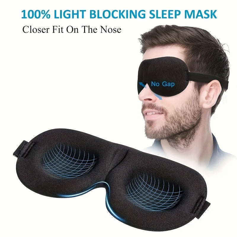 Sleep Pure Black 3D Three-dimensional Light Blocking Eye Mask 1pc, 3pcs, 5pcs, 10pcs