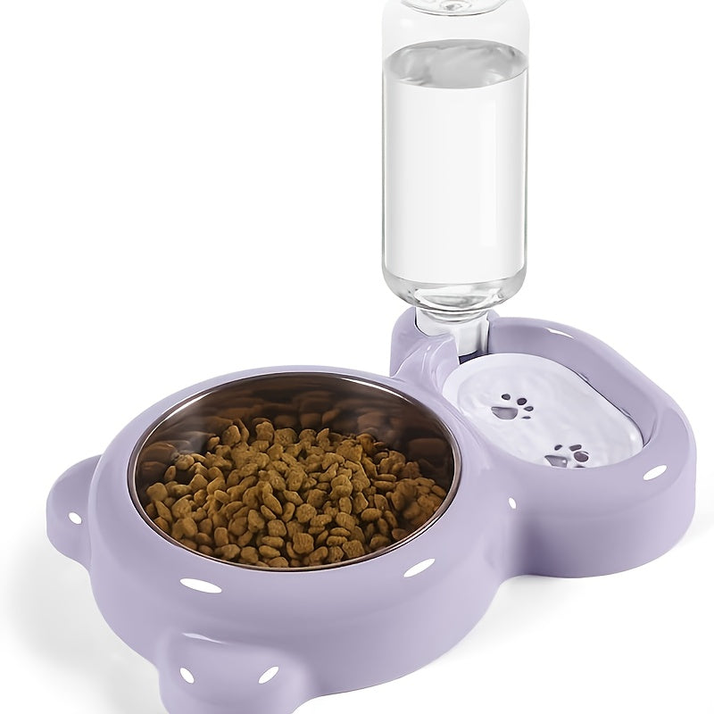 Keep Your Pet Hydrated & Fed with This Double Bowl Set & Automatic Water Dispenser Bottle!