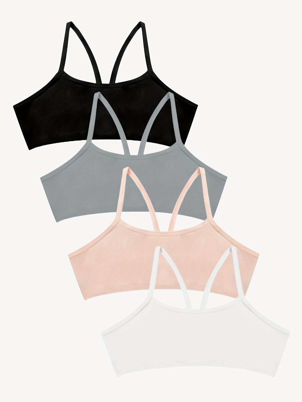 Holiday Style 4pcs Girls Training Bras Stretchy Sports Bralette Sleeveless Crops Tank Tops Underwears For 6-14 Years Old Kids