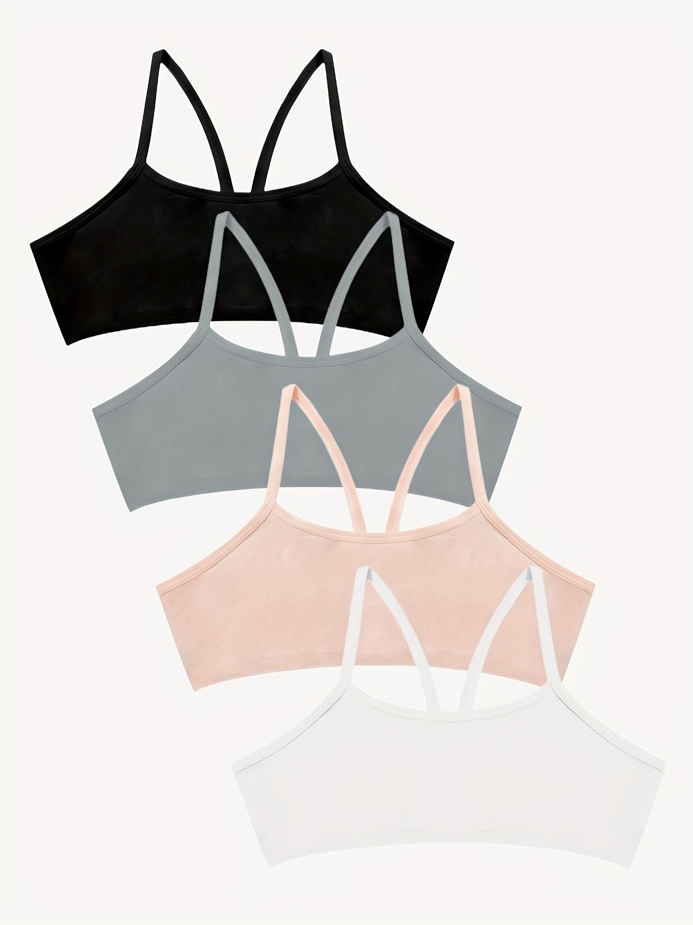 Holiday Style 4pcs Girls Training Bras Stretchy Sports Bralette Sleeveless Crops Tank Tops Underwears For 6-14 Years Old Kids