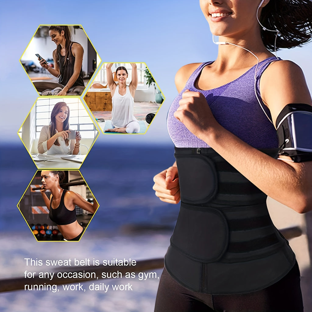 Premium Neoprene Waist Trainer & Sauna Sweat Belt - Zip-Up, Non-Slip for Enhanced Workout Sweating, Tummy Control & Back Support, Lightweight & Stretchy Fabric, Perfect Curve Design for Fitness & Wellness