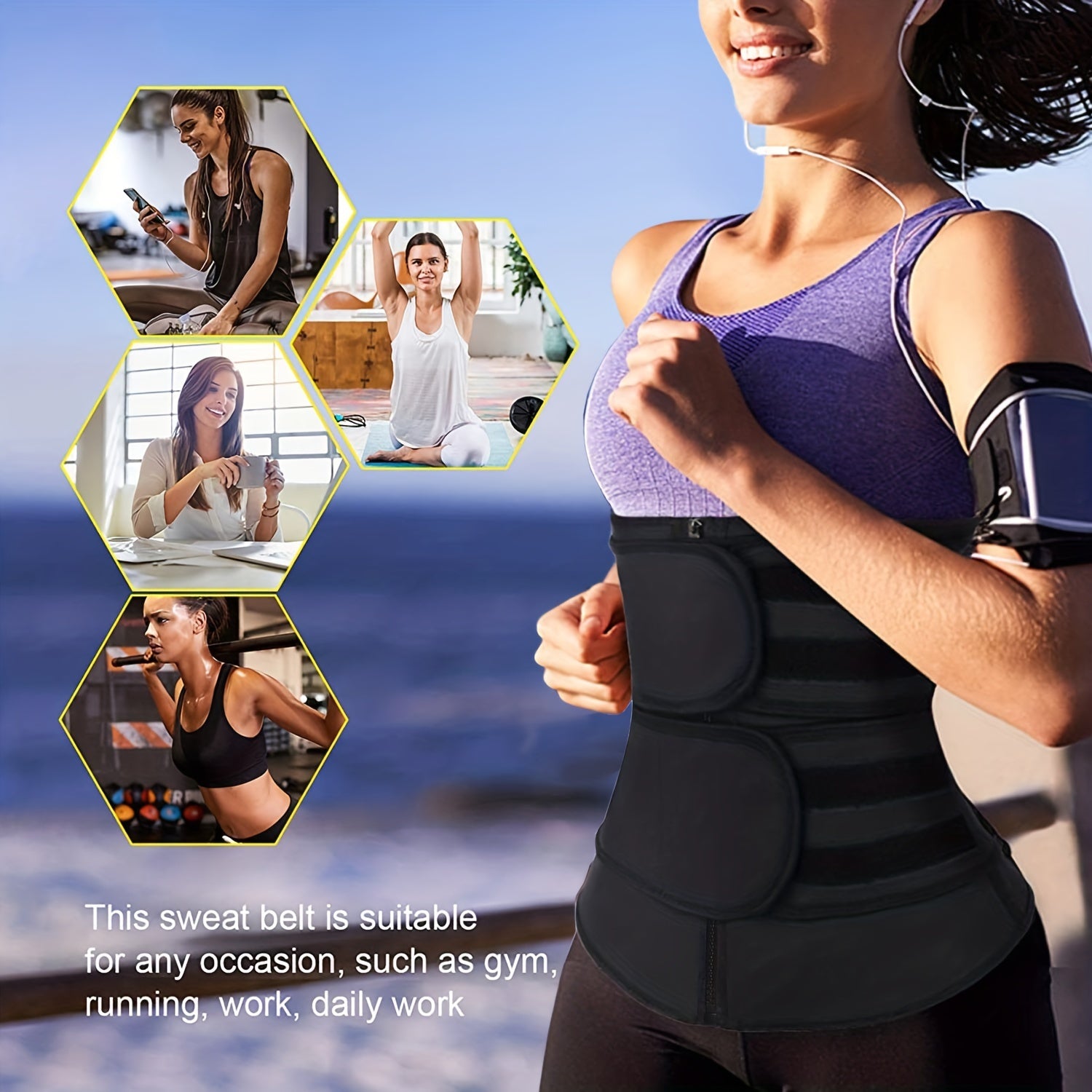 Premium Neoprene Waist Trainer & Sauna Sweat Belt - Zip-Up, Non-Slip for Enhanced Workout Sweating, Tummy Control & Back Support, Lightweight & Stretchy Fabric, Perfect Curve Design for Fitness & Wellness