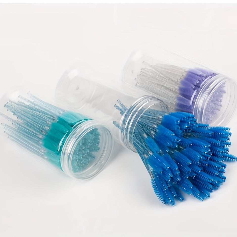100pcs Eyelash Brushes with Container - Mascara Wands, Eyebrow Brush, and Eyelash Comb for Eyelash Extensions and Makeup Application