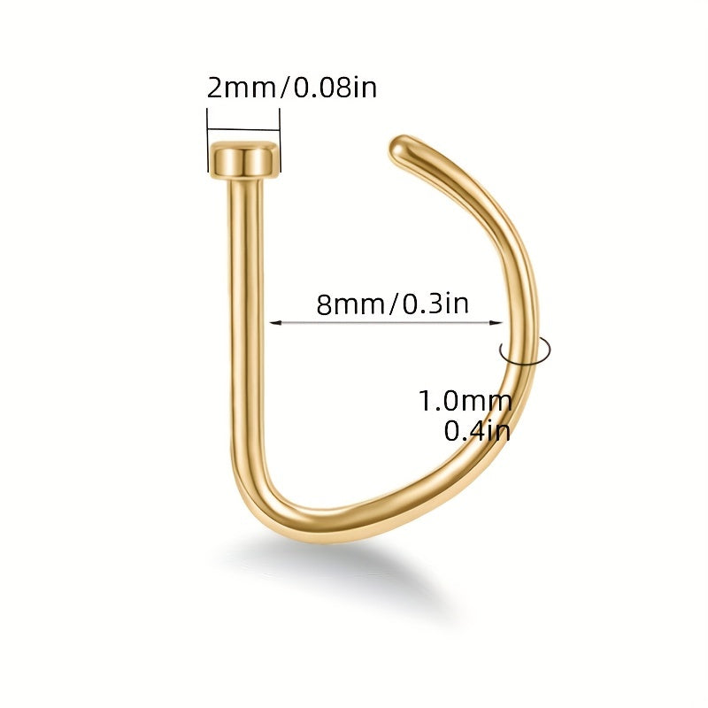 Trendy D-Shape Nose Clip - Fake Piercing Nose Ring for Women - Punk Style Body Jewelry with Comfortable Wear and Adjustable Design
