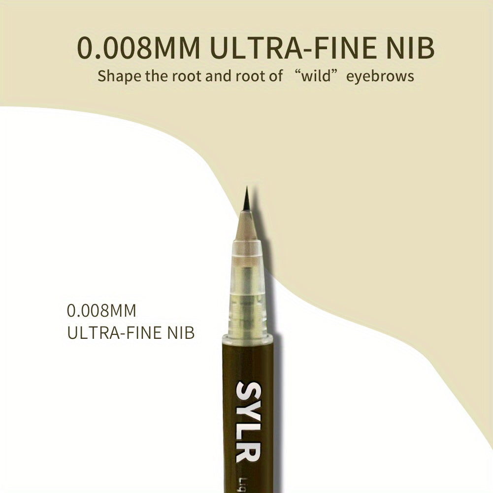 Ultra-Fine 0.008mm Waterproof Eyebrow Pen - Long-Lasting, Sweatproof, Smudge-Free Microblading Liquid Eyeliner with 2-in-1 Design for Precise, Natural-Looking Brows and Lashes - Professional, Easy-to-Use Makeup Essential