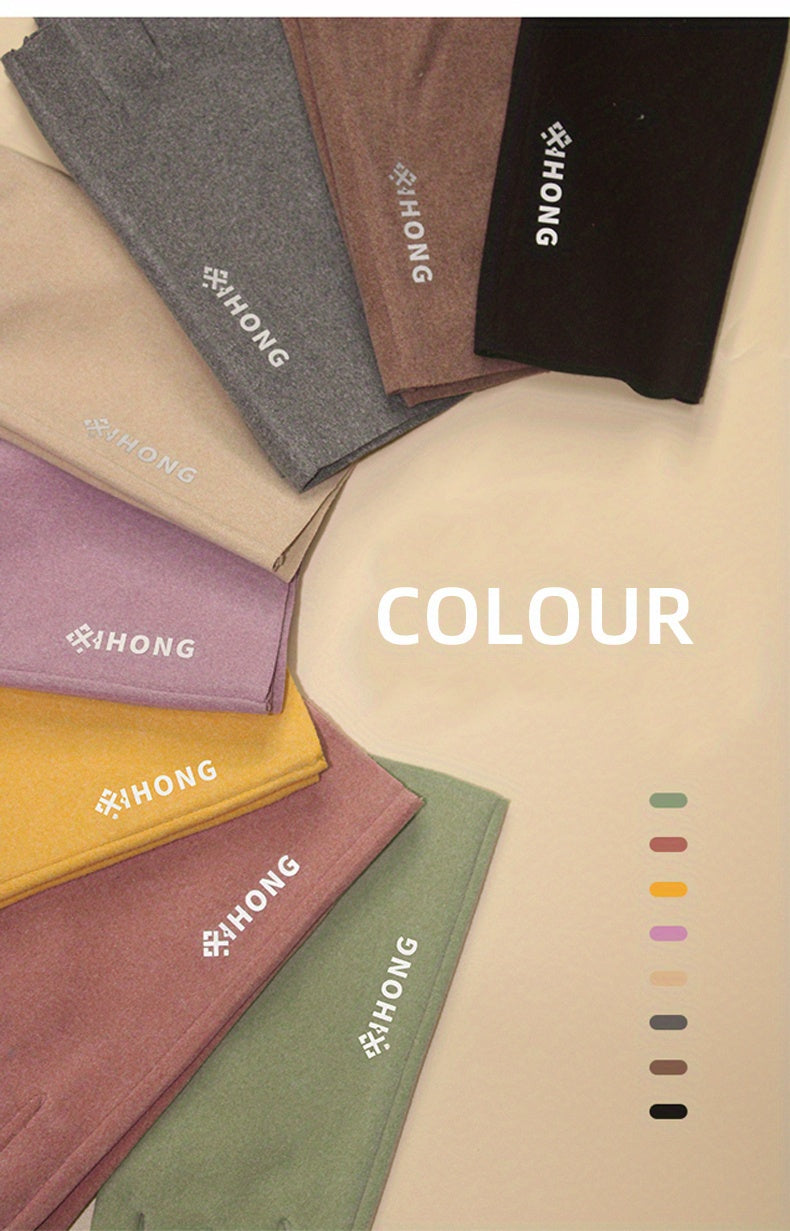 Fleece Coldproof Self-heating Gloves Solid Color Stretch Half Finger Touch Screen Gloves Winter Warm Women's Gloves