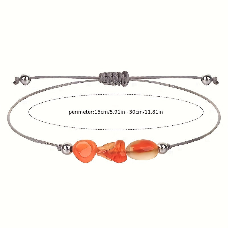 12 Months Birthstone Braided Hand Rope With Blessing Card For Women Gift