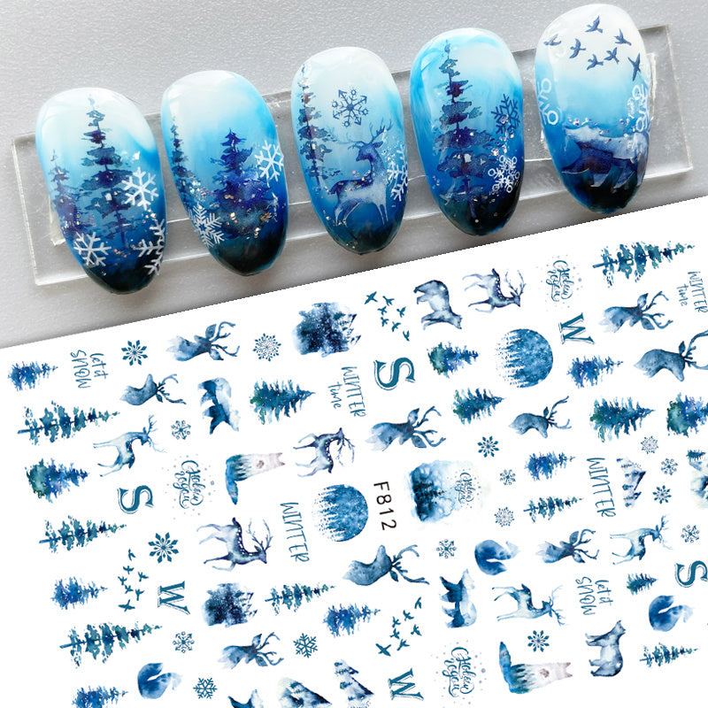 Snowflake Pattern Adhesive Nail Decals, Fashion Nail Art Stickers, Nail Stickers For Women