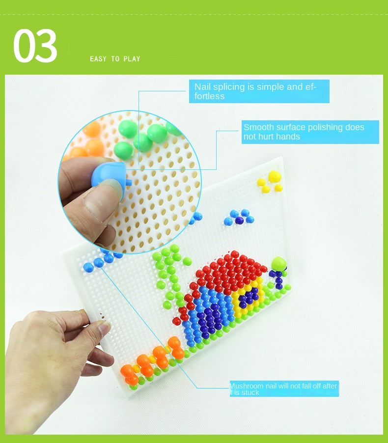Diikamiiok 296pcs Plastic Mushroom Nail Building Blocks Puzzles Kids Educational Game Color Cognition Intellectual Educational Toys For Children Gifts Easter Gift Christmas, Halloween Gift