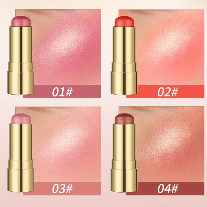 Multifunctional Highlighter Blush Stick - Brightening & Contouring Makeup Stick with Plant-Based Squalane, 3 Shades (Pink, Beige, Brown) for Cheeks, Lips, Eyes - Long-Lasting Shine, Easy Application, No Smudge, No Transfer, B